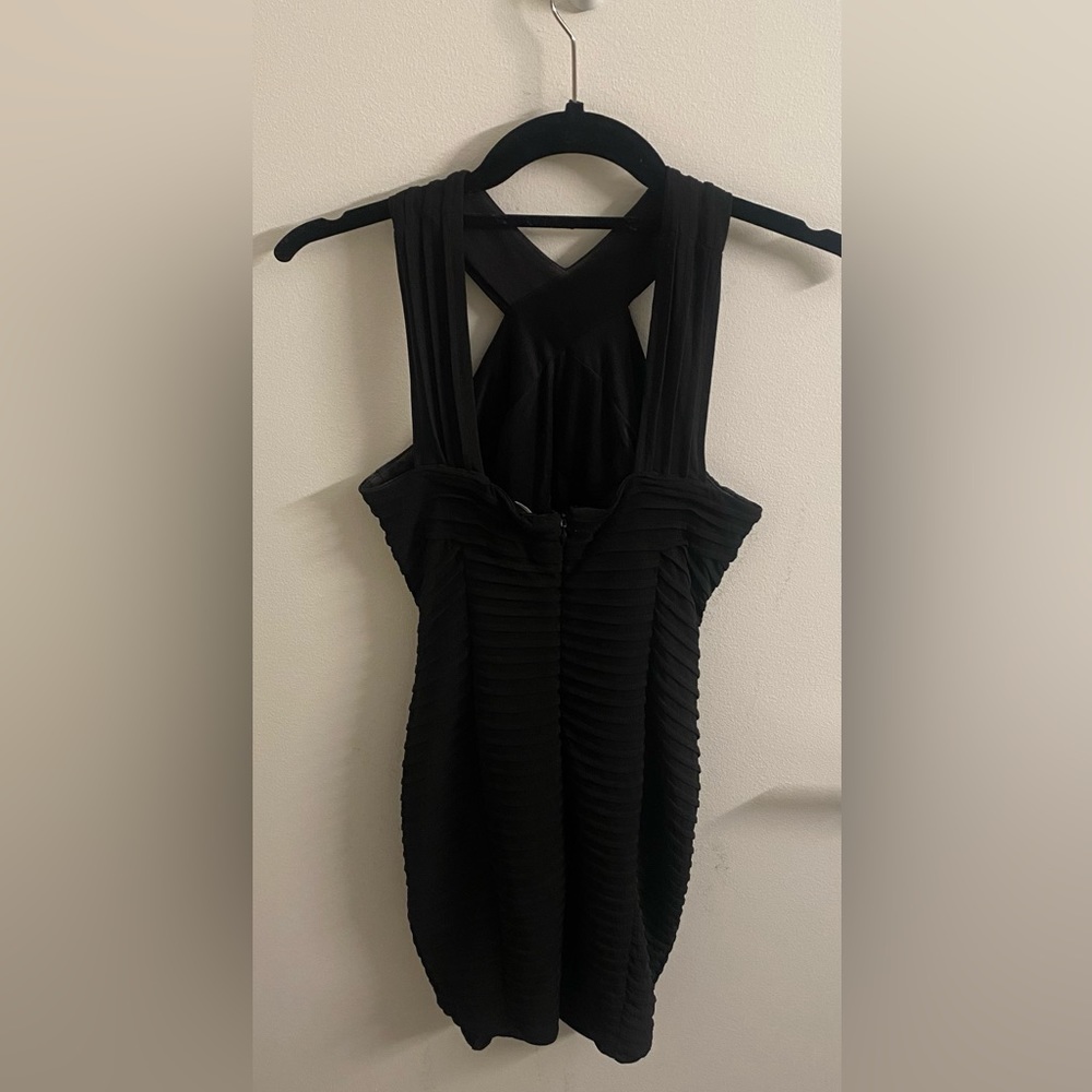 Black Cross Neck Short  Dress